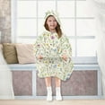 thumbnail image 7 of Dailycode Wearable Blanket Hoodie Oversized Sherpa Flannel Blankets with Pocket for 3-14 Year Old Watercolor Wildflower, 7 of 7