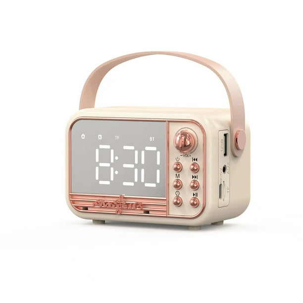 Altavoz Bluetooth con micrófono integrado, despertador portátil retro, altavoz, regalos