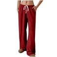 thumbnail image 2 of YanHoo Wide Leg Pants for Women Elastic Waisted Drawstring Straight Trousers Casual Comfy Sweatpants with Pockets, 2 of 8