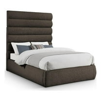 Meridian Furniture Adam Brown Boucle Fabric Full Bed