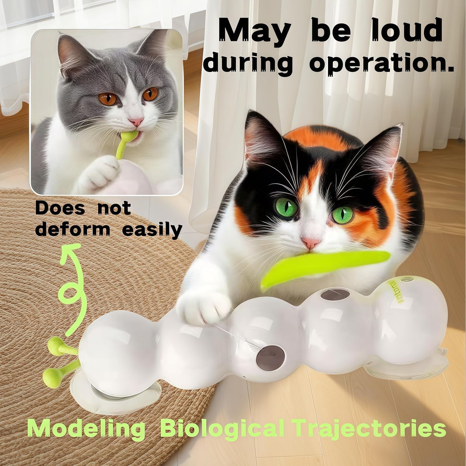 Interactive Cat Feather Toy, Automatic Fluffy Tail Teaser with Motion Sensor， Bite Resistant, Automatic Kitten Toys for Bored Cats for All Ages Indoor Cat （XX）