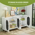 thumbnail image 2 of Aukfa Accent Storage Cabinet with Adjustable Shelves,Buffet Cabinet for Kitchen Living Room Hallway,White, 2 of 7
