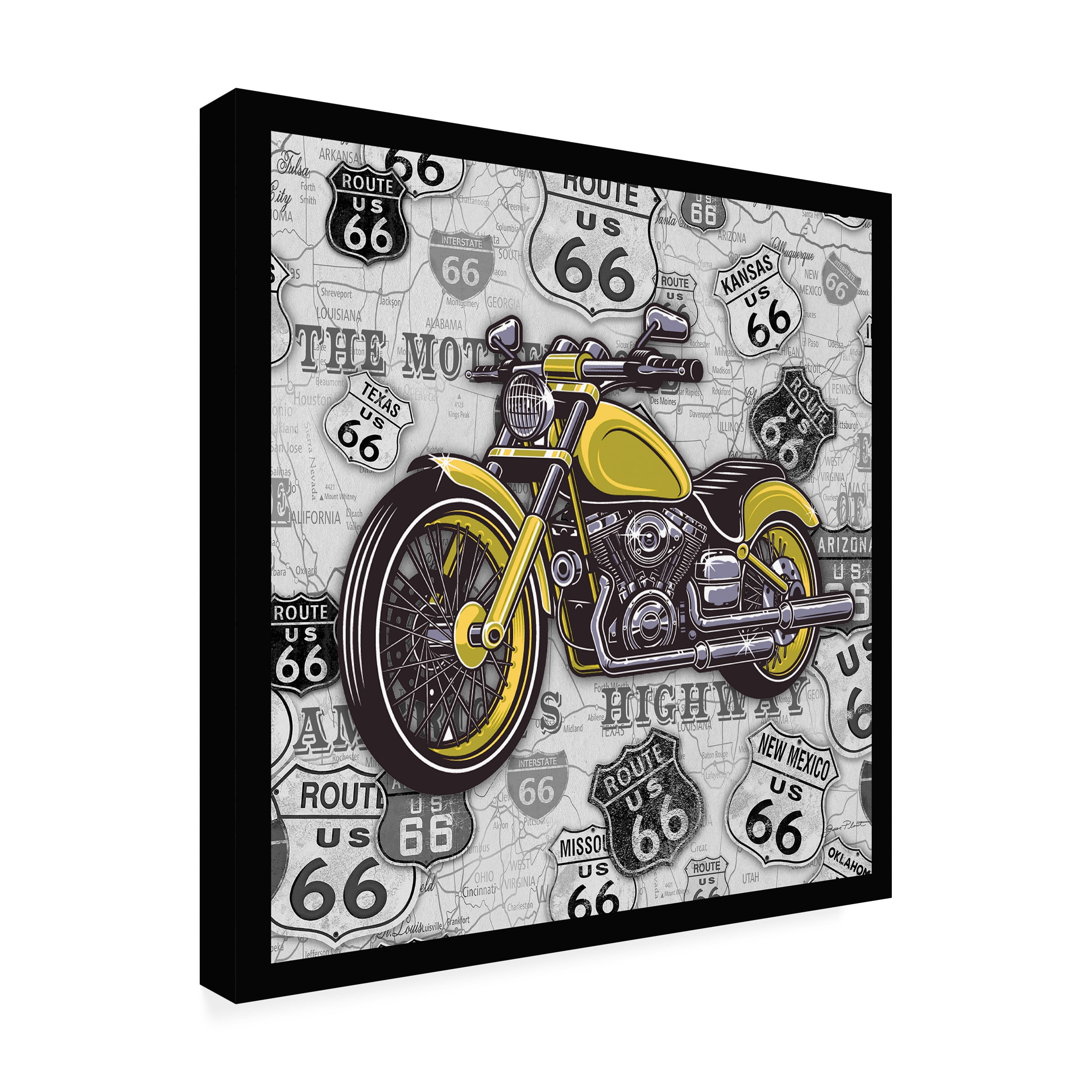 Jean Plout 'Vintage Motorcycles On Route 66 17' Outdoor Canvas 35x35