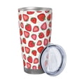 thumbnail image 2 of Haiem Hand Drawn Strawberry Printed 20oz Straight Skinny Car Cups With Insulated Cup Sleeve Portable Handle, Sports Travel Coffee Mug, Stainless Steel, Insulated-Straw Three-piece Set, 2 of 8