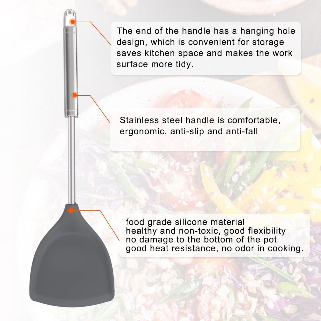 Unique Bargains Silicone Spatula 4 Pcs Heat Resistant Non Stick Turner Gray
