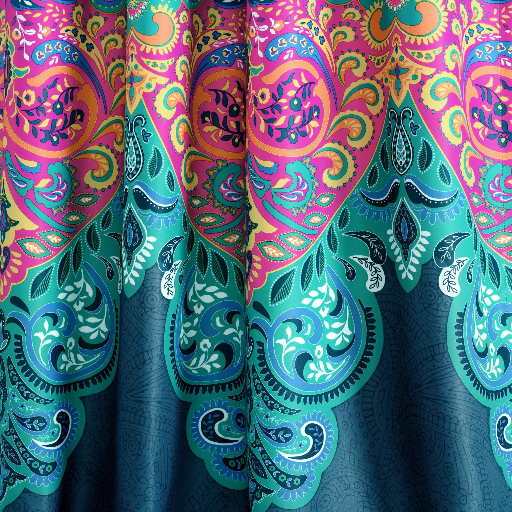Lush Decor Boho Chic Room Darkening 84" x 52" + 2" Header Suzani Turquoise 3" Rod Pocket Pair Window Panel Curtain