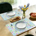 thumbnail image 4 of Easter and Bunnies Blue Stripe Pattern Summer Placemats Set Of 4, 12x18 Inch Linen Kitchen Mats, Non-Slip Heat Resistant Washable, 4 of 5