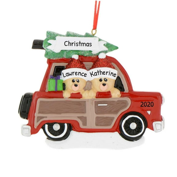 Ornaments by Elves Personalized Bear Couple in a Car Christmas Ornament 2024 First Xmas Together