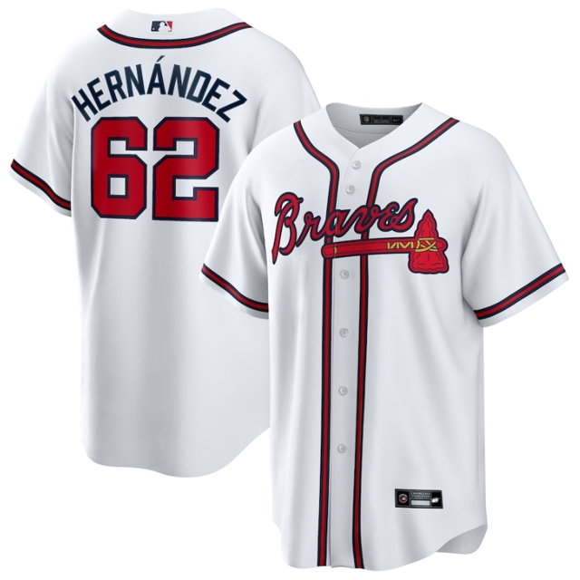 Camiseta clásica de béisbol blanca de local de Daysbel Hernández de los Atlanta Braves con número de estrella bordado.-S