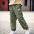 thumbnail image 2 of Gibobby Boys Pants Toddler Baby Boy Winter Active Jogger Pants Elastic Waist Pocket Solid Color Athletic Sweatpant 2T 3T 4T 5T 6T 7T 8T Little Boys Winter Pants(6-7 Years,Green), 2 of 7