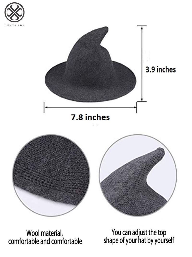 Witch Hat Sheep Wool Knitted Cap Halloween Costume Luxtrada Women Witch Hat Sheep Wool Christmas Halloween  main image 3