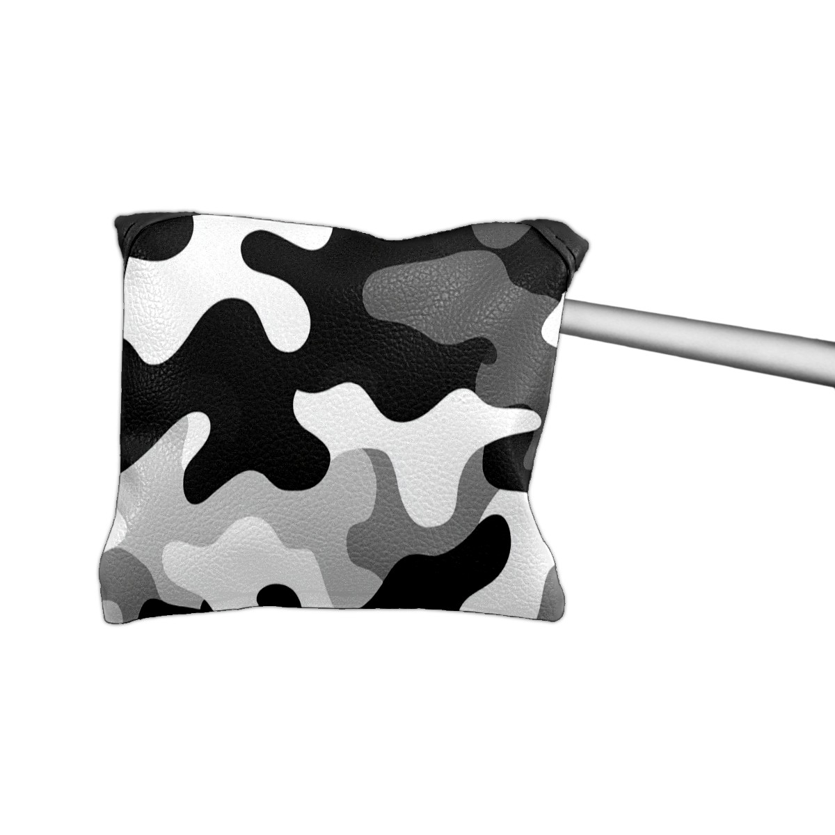 Golf Mallet Putter Cover Premium Leather Waterproof Golf Putter Head Cover with Magnetic Closure Black White Camouflage