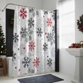thumbnail image 4 of Red Black Grey Snowflakes Bathroom Shower Curtain Winter Christmas Snowflakes Waterproof Washable Shower Curtains for Bathtub Bath Decor with Grommets and Hook 54 X 78 Inch, 4 of 8