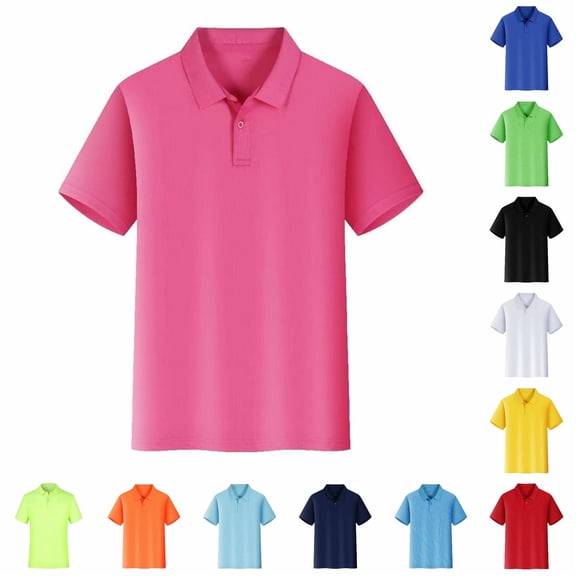 Daznico Unisex Solid Lapel Short Sleeve Polo Shirt Single Button Breathable Loose Fit Work Casual Summer Daily Basic Top,4XL