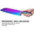 thumbnail image 4 of Santoku Knife 7 Inch WELLSTAR, Super Sharp German Steel Kitchen Cooking Knife with Comfortable Handle and Rainbow Titanium Coating for Chopping Slicing Dicing and Mincing of Meat Vegetables and Fruits, 4 of 8