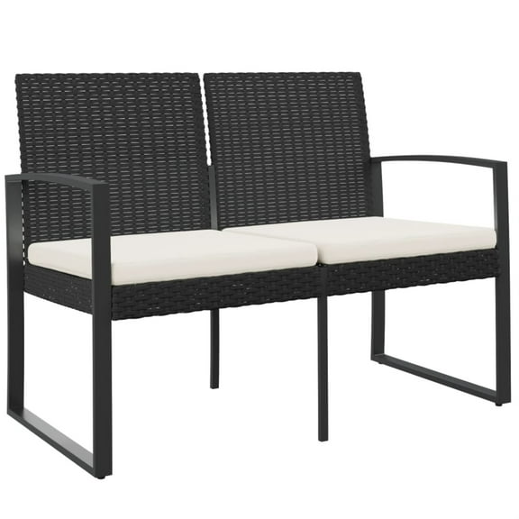 Casafoyer 2-Seater Patio Bench with Cushions Black PP Rattan