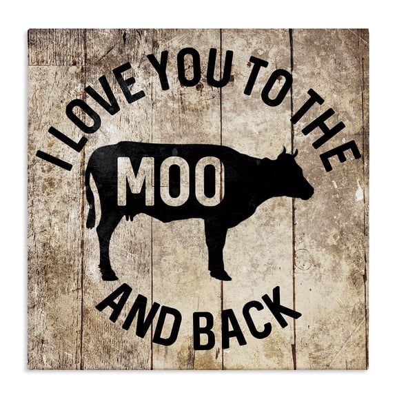 Stupell Industries Rustic Lodge Moo & Back Funny Cow Canvas Art, 24 x 24, by Milli Villa