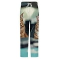 thumbnail image 5 of Two Cats Driving Car Winter Female Pants Flannel High Waist Women Pants Lady Warm Straight Leg Plush Trousers, 5 of 7