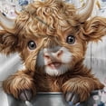 thumbnail image 4 of Funny Highland Cow Shower Curtain, Blue Floral Farmhouse Wood Animal Shower Curtain Set, Country Rustic Turquoise Bathroom Accessories Set Decor with Hooks, 60x72 Inches, 4 of 6
