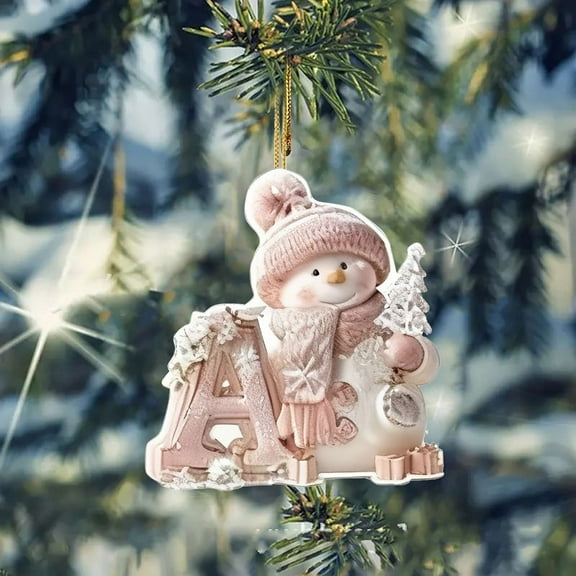Snowman Christmas Tree Ornament, Qiopertar Under $5 Snowman Letter Christmas Tree Holiday Decoration Pendant 2D Flat Acrylic Decoration