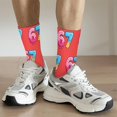 thumbnail image 2 of Socks for Men Women LSQii Cute Printed Ribbed Cotton Crew Socks Casual Daily Wear Comfort Cozy Streetwear for Sports,Athletic Style,Funny Gift,Size 5-10, Red, 2 of 7