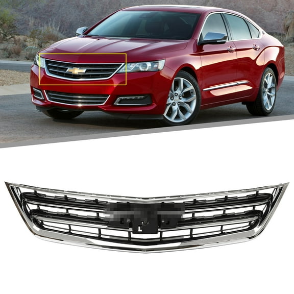 Kojem Front Bumper Upper Grille for 2014 2015 2016 2017 2018 2019 2020 Chevrolet Chevy Impala GM1200685 (LS,LT,LTZ w/ Chrome Molding)