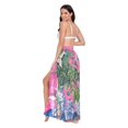 thumbnail image 3 of FORMRS Womens Long Sarong Beach Wrap Semi-Sheer Bikini Skirt Bathing Swimsuit Cover Up, White Vibrant Flowers, 3 of 7