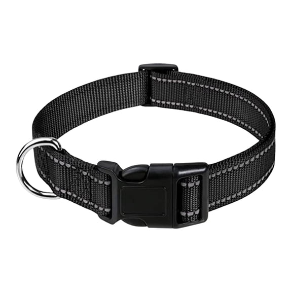 YIFAEUX Reflective Dog Collar Nylon Dog Collar with Metal D-Ring Adjustable Fit Safe Dog Collar for Small Large Medium Dogs Night Walking