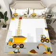 thumbnail image 2 of Manfei Boys Construction Vehicles Bed Sheets 4pcs, Kids Truck King Sheets, Bulldozer Tractor Sheet Set, Breathable Home Decor, 2 of 6