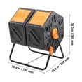 thumbnail image 2 of KFFKFF Composting Container, 37-Gallon Double Chamber Rotating Composter, Large Capacity Dual Spin Chambers with 2 Slide Doors and Metal Structure, BPA-Free Composting Barrel for Garden,Exterior, 2 of 9