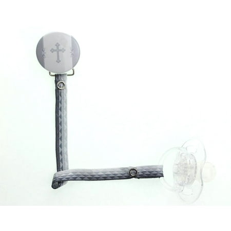 Cross Ribbon Pacifier Clip