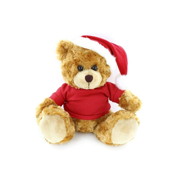 Plushland Customized  Adorable Xmas Soft and Hairy Santa Teddy Bear Stuffed Animal Holiday Toys Christmas Accessories  A Perfect Toy Gift for Kids