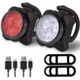 thumbnail image 1 of USB Rechargeable Bike Light Set,Super Bright Front Headlight and Rear LED Bicycle Light,650mah Lithium Battery,4 Light Mode Options(2 USB Cables and 4 Strap Included), 1 of 7