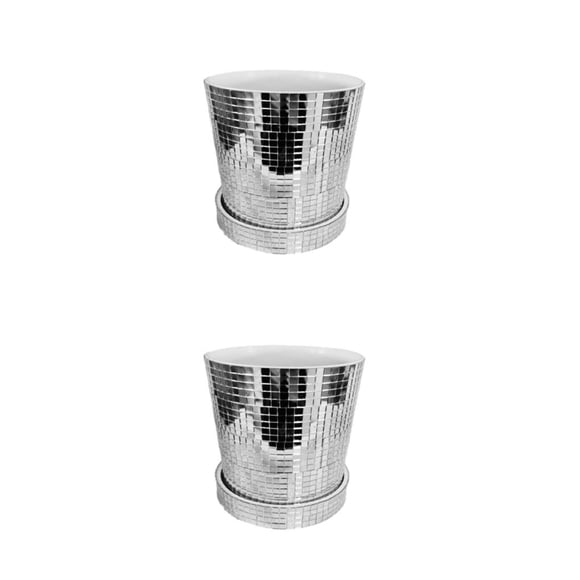Billuyoard Maceta de bola de espejo de cristal resistente plateada, opción duradera y elegante para plantas, maceta para el hogar 10.5 cm 2Conjunto