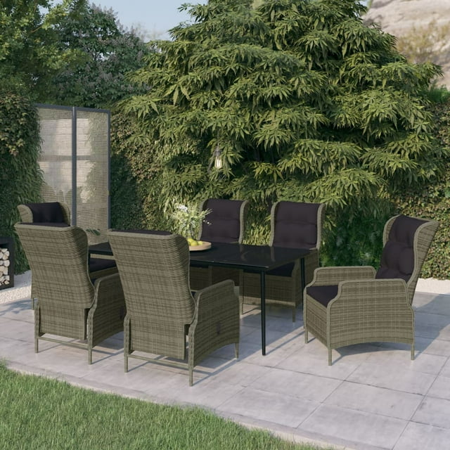 vidaXL Ensemble de Salle à Manger de Jardin 7 Pcs Brun