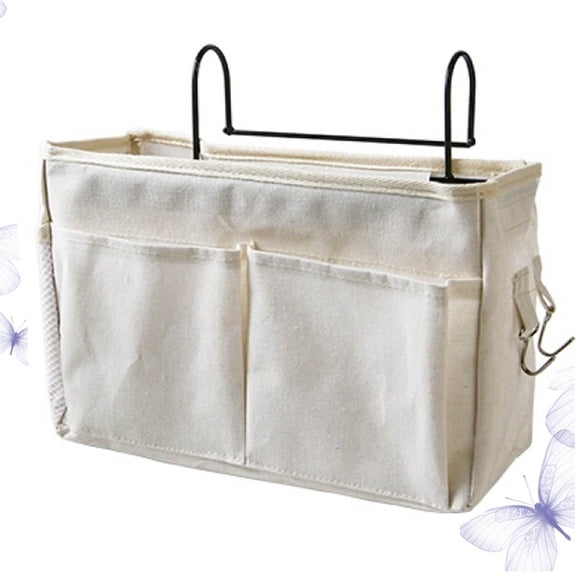 BESTYASH White Hanging Bedside Storage Bag Organizer for Dorm Room Chair with Modern Design and Easy Access