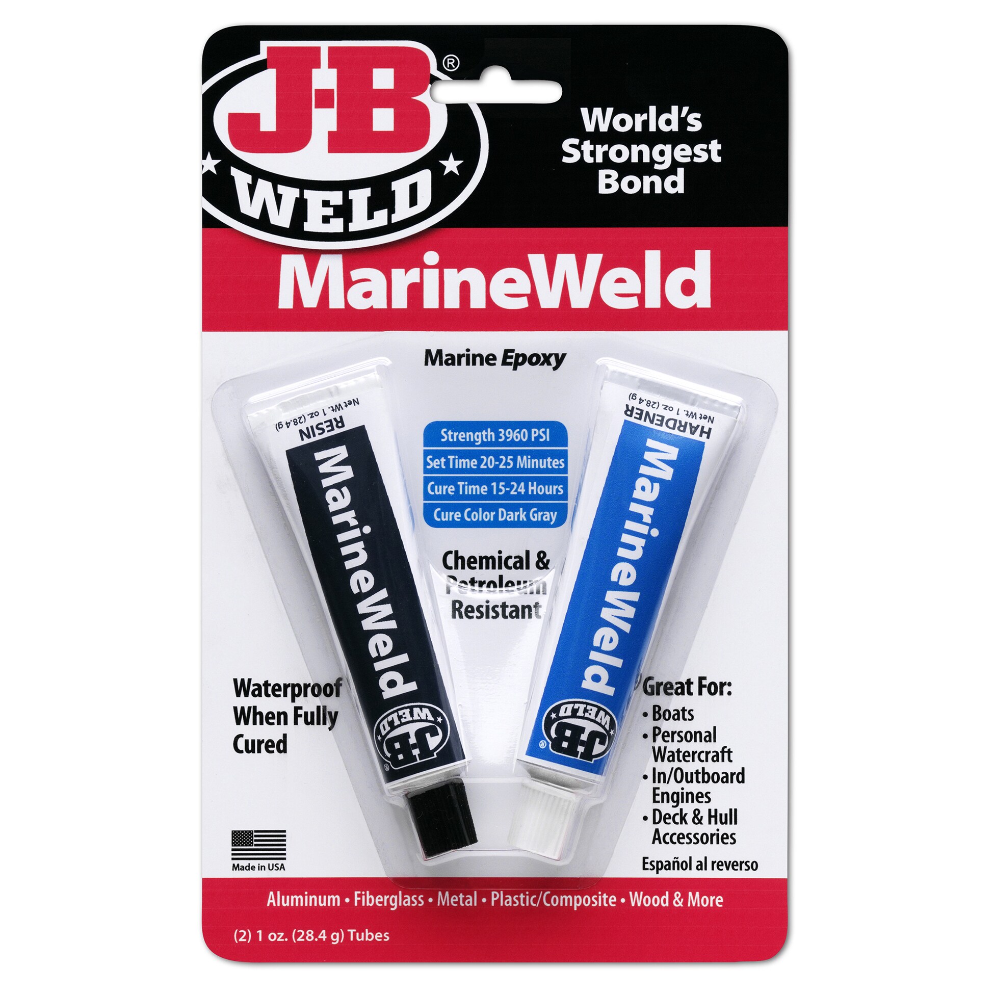 J-B Weld 1oz Gray Marine Weld Epoxy Adhesive Kit is a specially formulated two-part epoxy cold weld system that provides for strong, lasting repairs for bonding different or similar surfaces - image 3 of 7