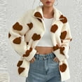 thumbnail image 6 of Heisall Womens Coats Fleece Heart Print Long Sleeve Zipper Jacket Lapel Collar Loose Casual Outerwear with Pockets Autumn Winter Fashion, 6 of 7