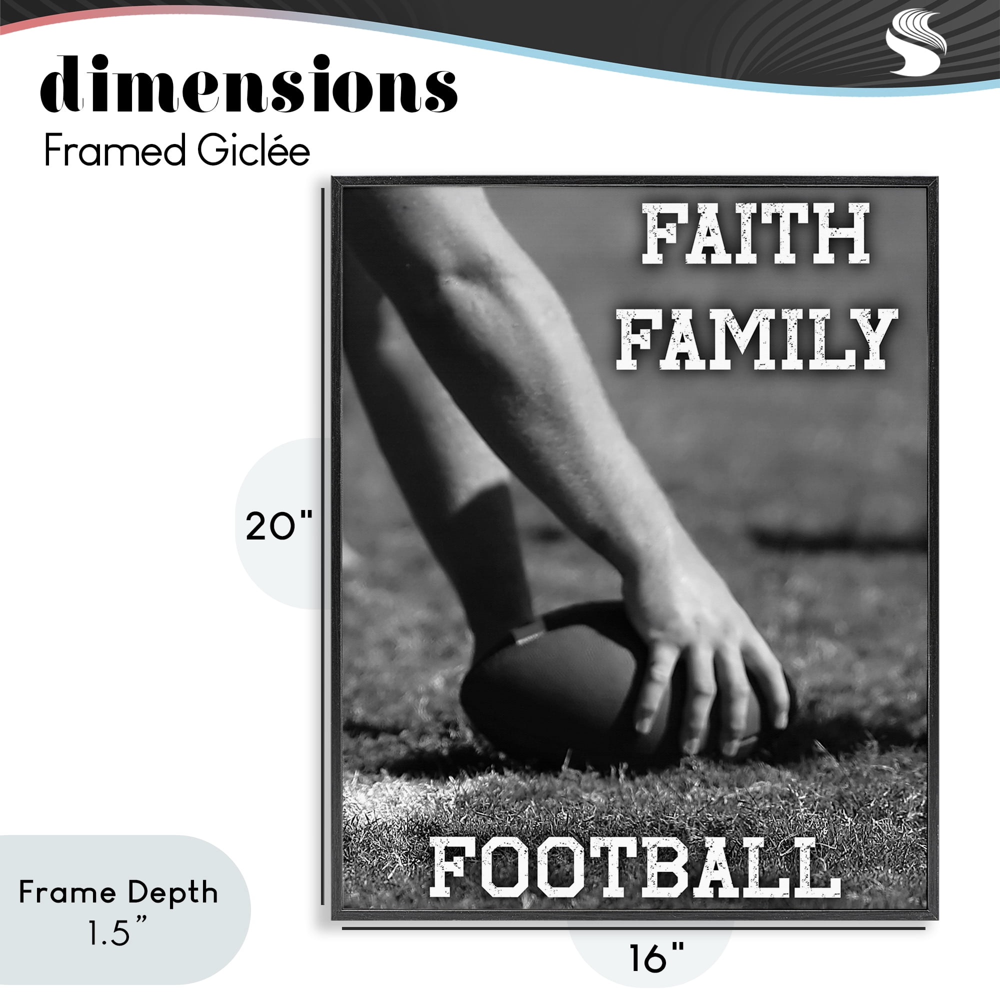 Stupell Industries Faith Family Football Hike Black Framed Giclee Art, design by Marcus Prime