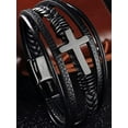 thumbnail image 4 of Leather Bracelets for Men Cross Bracelet Jewelry Cuff Bracelet for Men First Communion Gifts Trendy Gift to My Son from Mom, 4 of 6