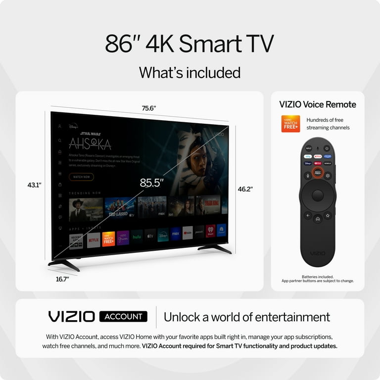 VIZIO 86” Class 4K UHD LED HDR Smart TV (New) V4K86C-0804