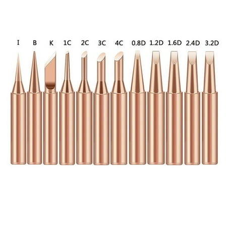 

12Pcs Pure Copper Soldering Iron Tips 900M-T Welding Tool for 936 Rework Station
