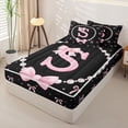 thumbnail image 2 of Manfei Kawaii Bow Initial S Zipper Twin Comforter Sets with Fitted Sheet and 2 Pillowcases for Girls,Cartoon Pearl Bowknot Alphabet Zipper Bedding Set,4-Piece,Pink Reversible, 2 of 6