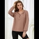thumbnail image 5 of Sudadera con Capucha para Mujer, Cuello Abotonado, Cordón Ajustable, Sudadera Informal de Larga, Camisetas. Caqui Oscuro L, 5 of 10