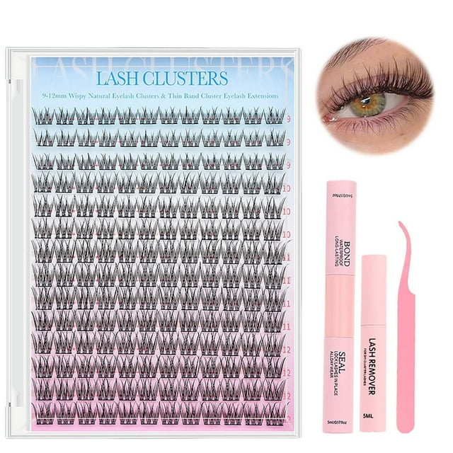 Kit de pestañas en racimo DIY para un estilo natural, pestañas postizas con set de desmaquillante