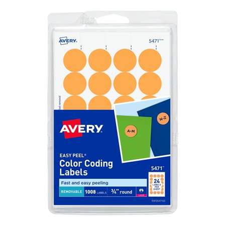 Avery Easy Peel Laser Color Coding Labels 3/4" Dia. Neon Orange 538116