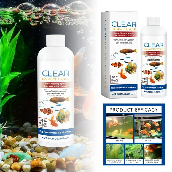 Binwennn Fish Tank Water Clarifying Agent To Clean Fish Tank Stains Sludge Water Quality Clear Control Growth 100ml Clothes Dryer Vacuum Chain Pot Pet Dander Remover Sofa Spray Couch Brush off Pro