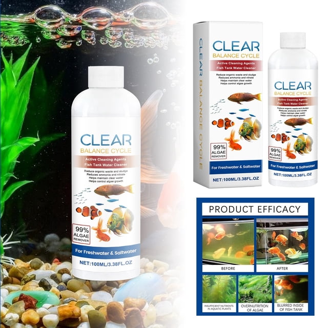 Binwennn Fish Tank Water Clarifying Agent To Clean Fish Tank Stains Sludge Water Quality Clear Control Growth 100ml Clothes Dryer Vacuum Chain Pot Pet Dander Remover Sofa Spray Couch Brush off Pro
