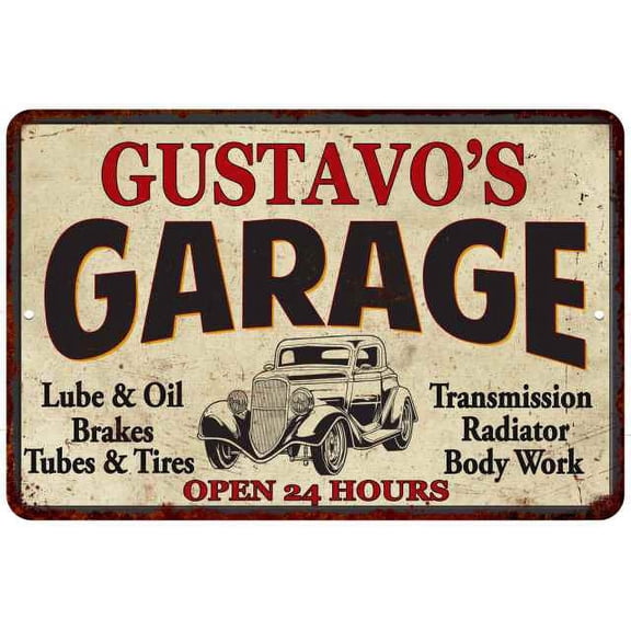 GUSTAVO'S Garage Gift Man Cave Metal Sign Decor 12x18 112180014421