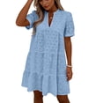thumbnail image 2 of Plus Size Maxi Dresses for Womens 2026 Summer Fashion Solid Short Sleeve V-Neck Lace Lightweight Maxi Wedding Guest Dresses, 2 of 8